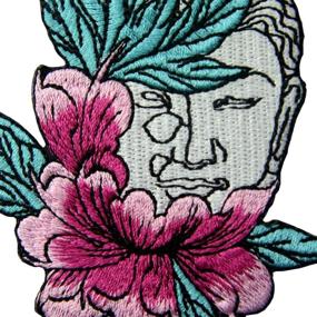 img 3 attached to 🌸 Buddha and Lotus Flower Applique Embroidered Patch for Iron or Sew On