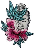 🌸 buddha and lotus flower applique embroidered patch for iron or sew on logo