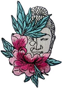 img 4 attached to 🌸 Buddha and Lotus Flower Applique Embroidered Patch for Iron or Sew On