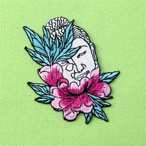 img 1 attached to 🌸 Buddha and Lotus Flower Applique Embroidered Patch for Iron or Sew On