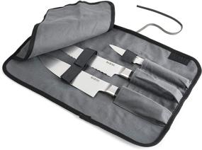img 3 attached to Babish Stainless Steel German Cutlery Set, 3-Piece with Knife Roll, Silver