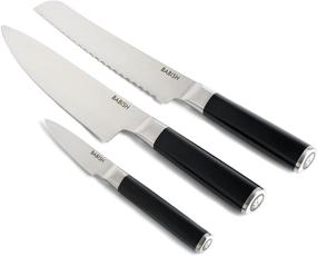 img 2 attached to Babish Stainless Steel German Cutlery Set, 3-Piece with Knife Roll, Silver