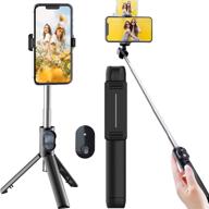 extendable bluetooth selfie stick with tripod stand and wireless remote for iphone 11/11 pro/x/8/7/6s/6, galaxy s10/s9/s8/s7/note 9/8, android - dark black logo