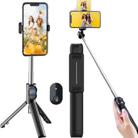 img 4 attached to Extendable Bluetooth Selfie Stick with Tripod Stand and Wireless Remote for iPhone 11/11 pro/X/8/7/6s/6, Galaxy S10/S9/S8/S7/Note 9/8, Android - Dark Black