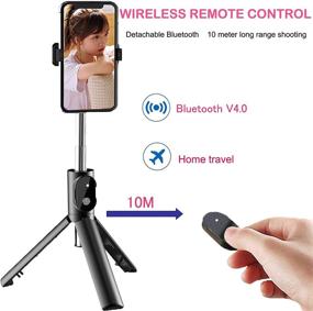 img 1 attached to Extendable Bluetooth Selfie Stick with Tripod Stand and Wireless Remote for iPhone 11/11 pro/X/8/7/6s/6, Galaxy S10/S9/S8/S7/Note 9/8, Android - Dark Black