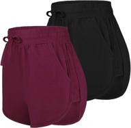 uratot 2 pack cotton yoga short women: summer running & gym sports waistband shorts with pockets logo