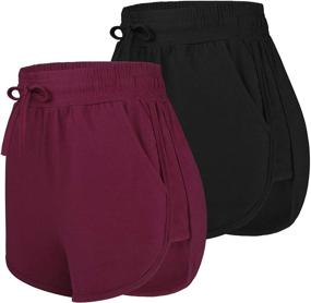 img 4 attached to URATOT 2 Pack Cotton Yoga Short Women: Summer Running & Gym Sports Waistband Shorts with Pockets