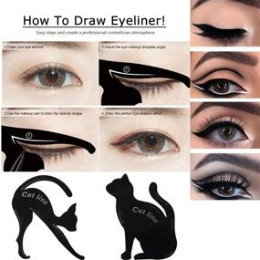 img 4 attached to 🐱 Effortlessly Achieve Cat Eye Makeup with 2 Pcs Cat Eyeliner Stencils: Smoky Eye Shadow Applicators & Eye Liner Guide Template Tool!