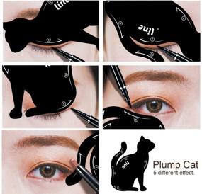 img 1 attached to 🐱 Effortlessly Achieve Cat Eye Makeup with 2 Pcs Cat Eyeliner Stencils: Smoky Eye Shadow Applicators & Eye Liner Guide Template Tool!