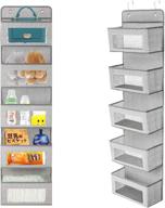 🗄️ hanging organizer with 5-shelf large pockets, foldable storage for pantry, nursery, bathroom, closet, dorm - ripamedar over the door organizer with clear windows and 2 metal hooks (grey) логотип