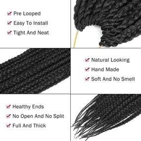 img 1 attached to 7 Packs 24 Inch Box Braid Crochet Hair for Black Women - Pre Looped Crochet Box Braids Synthetic Extensions, 1B Color