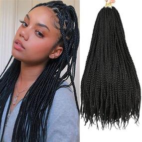 img 4 attached to 7 Packs 24 Inch Box Braid Crochet Hair for Black Women - Pre Looped Crochet Box Braids Synthetic Extensions, 1B Color