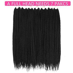 img 3 attached to 7 Packs 24 Inch Box Braid Crochet Hair for Black Women - Pre Looped Crochet Box Braids Synthetic Extensions, 1B Color