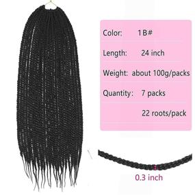 img 2 attached to 7 Packs 24 Inch Box Braid Crochet Hair for Black Women - Pre Looped Crochet Box Braids Synthetic Extensions, 1B Color