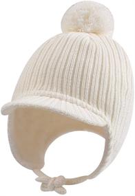 img 4 attached to 🧢 Cute and Cozy: XIAOHAWANG Earflap Knitted Toddler Beanies for Girls