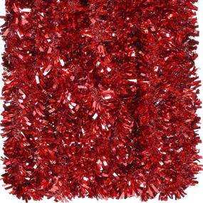 img 4 attached to 🎄 Shining Red Waydress Christmas Tinsel Garland - 39.4-Foot Glittery Twist Streamer for Festive Tree Decorations, Indoor/Outdoor Celebrations, and Weddings
