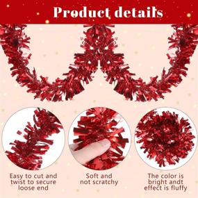 img 2 attached to 🎄 Shining Red Waydress Christmas Tinsel Garland - 39.4-Foot Glittery Twist Streamer for Festive Tree Decorations, Indoor/Outdoor Celebrations, and Weddings