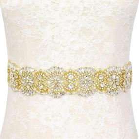 img 4 attached to Pardecor Wedding Sash Rhinestone Applique Women's Accessories for Belts