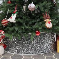 🎄 sparkling grey sequin christmas tree collar by haumenly - xmas tree skirt tree ring with gift box, ideal for festive home decoration логотип