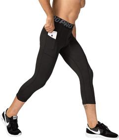 img 2 attached to 🩳 Men's Compression Pants 3/4 Capri Leggings: Dry Fit Workout, Running, Athletic Gym Tights Bottom - 3 Pack with Pockets