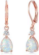 feeldan premium 14k gold plated white opal teardrop lever-back dangle earrings - hypoallergenic jewelry logo