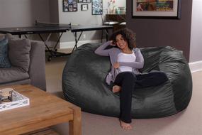 img 3 attached to 🪑 Plush Bean Bag Sofas: Ultra-Comfortable XL Memory Foam Stuffed Lounger Chairs - Charcoal 6' by Sofa Sack