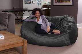 img 1 attached to 🪑 Plush Bean Bag Sofas: Ultra-Comfortable XL Memory Foam Stuffed Lounger Chairs - Charcoal 6' by Sofa Sack