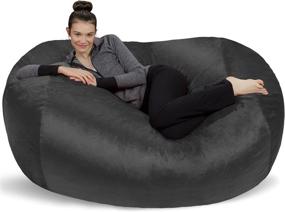 img 4 attached to 🪑 Plush Bean Bag Sofas: Ultra-Comfortable XL Memory Foam Stuffed Lounger Chairs - Charcoal 6' by Sofa Sack