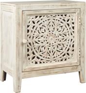 🏺 vintage white signature design by ashley fossil ridge boho accent cabinet/end table logo