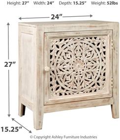 img 1 attached to 🏺 Vintage White Signature Design by Ashley Fossil Ridge Boho Accent Cabinet/End Table