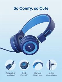 img 1 attached to 🎧 2-Pack iClever детские наушники с микрофоном - безопасный уровень громкости 85 дБ / 94 дБ, регулируемые складные наушники для онлайн-обучения, обмена, девочек / мальчиков, самолета, компьютера, ноутбука.