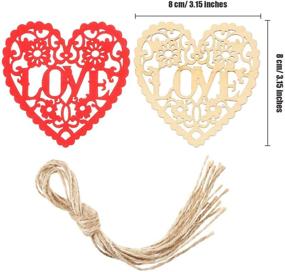 img 3 attached to Boao 20 Wooden Heart Embellishments with Twine for Valentine's Day Wedding Party – Natural Wood Color & Red Hearts Ornament for Hanging Crafts