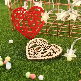 img 1 attached to Boao 20 Wooden Heart Embellishments with Twine for Valentine's Day Wedding Party – Natural Wood Color & Red Hearts Ornament for Hanging Crafts