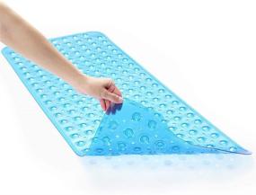 img 4 attached to 🛀 XL Size cekay Bathtub Shower Mat with Suction Cups and Drain Holes, Non-Slip, BPA and Latex-Free, Machine Washable, Eco-Friendly - Ideal for Bath, Shower, Tub - Blue