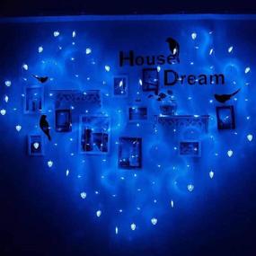 img 2 attached to ❤️ WONFAST Heart Shape Curtain Lights: USB Powered 34Hearts 128LED Fairy String Lights with Remote Control for Christmas Wedding Party Valentine Room Decoration (Blue)