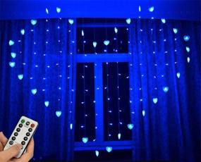 img 3 attached to ❤️ WONFAST Heart Shape Curtain Lights: USB Powered 34Hearts 128LED Fairy String Lights with Remote Control for Christmas Wedding Party Valentine Room Decoration (Blue)