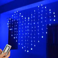 ❤️ wonfast heart shape curtain lights: usb powered 34hearts 128led fairy string lights with remote control for christmas wedding party valentine room decoration (blue) logo