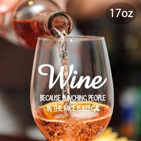 img 3 attached to 🍷 Unique Funny Wine Glasses for Women - Perfect Wine Gifts for Her, Friendships, Coworkers, Mom, Wife, BFF - Best Birthday Gift Ideas - 17oz Stemless Fun Wine Glasses with Hilarious Sayings Because Punchi