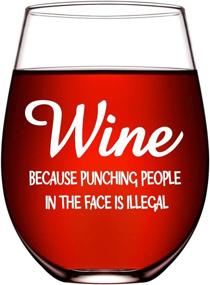 img 4 attached to 🍷 Unique Funny Wine Glasses for Women - Perfect Wine Gifts for Her, Friendships, Coworkers, Mom, Wife, BFF - Best Birthday Gift Ideas - 17oz Stemless Fun Wine Glasses with Hilarious Sayings Because Punchi