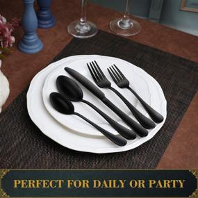 img 1 attached to Upgrade Your Table Settings with Hiware 20-Piece Black Silverware Set for 4 - Premium Stainless Steel Flatware Cutlery Set with Tray and Mirror Finish - Perfect for Home and Restaurant Use - Dishwasher Safe