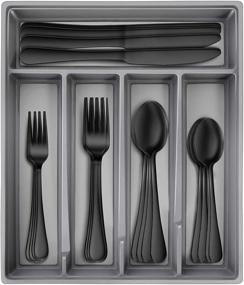 img 4 attached to Upgrade Your Table Settings with Hiware 20-Piece Black Silverware Set for 4 - Premium Stainless Steel Flatware Cutlery Set with Tray and Mirror Finish - Perfect for Home and Restaurant Use - Dishwasher Safe