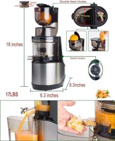 img 3 attached to 🥤 Vitalisci Masticating Juicer: Whole Slow Juicer Extractor for Fruits and Vegetables - BPA Free, Easy to Clean - Cold Press, Anti-Oxidation - 300W, 3.15" Wide Chute, 40 RPMs - Silver