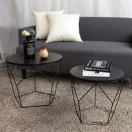 🏢 stylish and versatile set of 2 goodone nesting coffee tables: modern design, sturdy metal frame, removable top, perfect for living room, bedroom, balcony - black logo