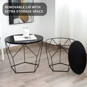 img 3 attached to 🏢 Stylish and Versatile Set of 2 GOODONE Nesting Coffee Tables: Modern Design, Sturdy Metal Frame, Removable Top, Perfect for Living Room, Bedroom, Balcony - Black