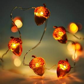 img 4 attached to 🎄 Lauva Acorn Christmas Lights for Trees - Battery Operated, 10ft, 40 LEDs with Remote Control - Indoor Outdoor Winter Decoration, Xmas Garland DIY Home Mantel Holiday Thanksgiving Wedding Party