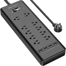 img 4 attached to 💡 10-Outlet Surge Protector Power Strip with 4 USB Charging Ports, 1875W/15A, 4360 Joules, 6ft Extension Cord Flat Plug – Ideal for Home, Office, Hotel – ETL Listed