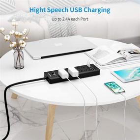 img 1 attached to 💡 10-Outlet Surge Protector Power Strip with 4 USB Charging Ports, 1875W/15A, 4360 Joules, 6ft Extension Cord Flat Plug – Ideal for Home, Office, Hotel – ETL Listed