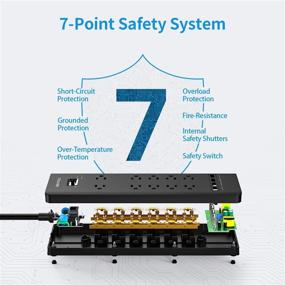 img 2 attached to 💡 10-Outlet Surge Protector Power Strip with 4 USB Charging Ports, 1875W/15A, 4360 Joules, 6ft Extension Cord Flat Plug – Ideal for Home, Office, Hotel – ETL Listed