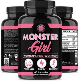 img 1 attached to 💪 Monster Girl Women’s Pre-Workout + Recovery with Apple Cider Vinegar & Garcinia Cambogia - Weight Loss and Shaping Support, Energy Boost w/ Caffeine, Yerba Mate, Ginseng & Guarana (1-Bottle)