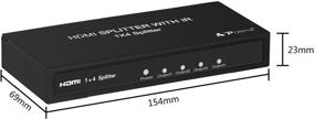 img 1 attached to 🔌 Portta HDMI Splitter 4 Port 1x4 v1.3 with IR Remote - Full HD 1080p, 3D, and HD Audio Support for HDTV